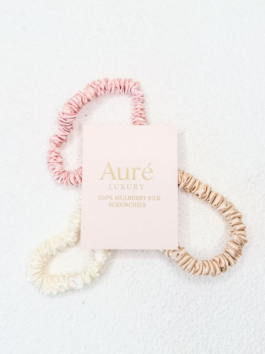 Aurè 100% Mulberry Silk Scrunchies 3 Pack