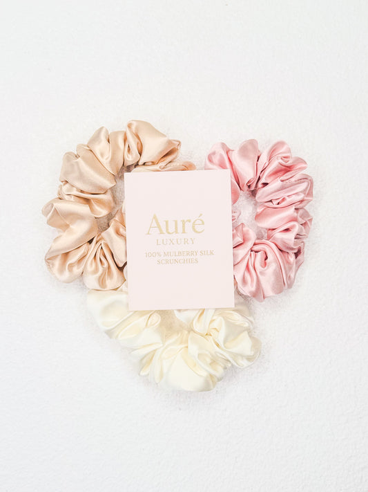 Aurè 100% Mulberry Silk Scrunchie Classic 3 Pack
